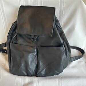 PERLINA Black Calfskin Leather Magnetic Backpack Handbag Bag Medium/Large